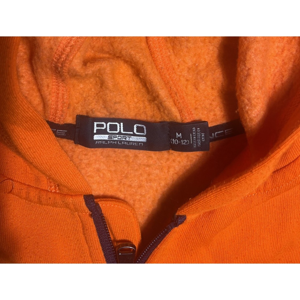 Size Medium Unisex - Polo Ralph Lauren Zip Up Orange Hoodie 100% Cotton